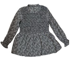 NWT Bloomchic Floral‎ Shirred Ruffle Sleeve Elastic Waist Blouse Size 14-16